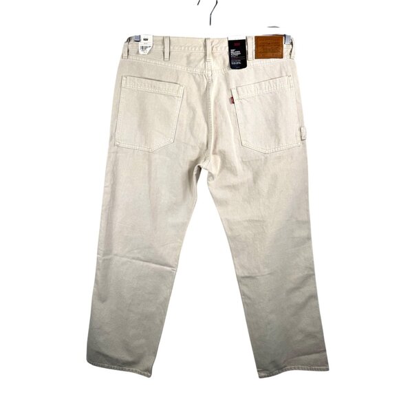 Levis 555‎ Relaxed Straight Utility jeans cream baggy carpenter 90s sz 38x32 - Picture 3 of 9